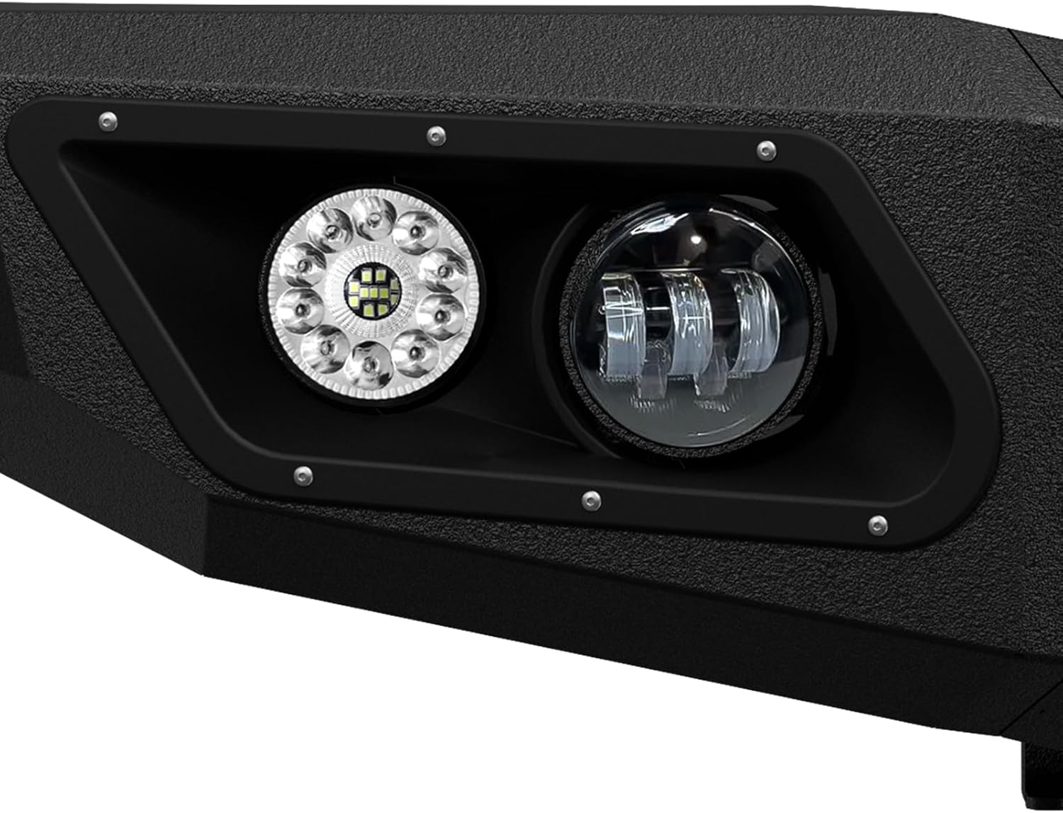 YZONA Pickup Truck Front Bumper Compatible with 2015-2019 Chevy Silverado 2500 3500 HD Off-Road Bumper Equipped with Winch Plate, Sensor Holes, 5 x LED Lights, License Plate Bracket & D-rings, Black
