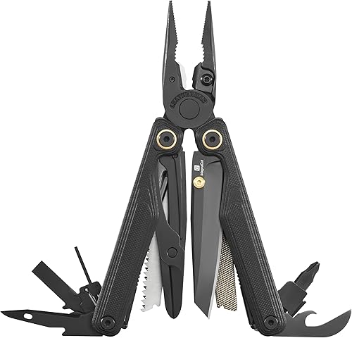 LEATHERMAN, Wave Alpha - Multiherramienta 16 en 1 con hoja MagnaCut, asas G10 y tijeras de tamaño completo, obsidiana
