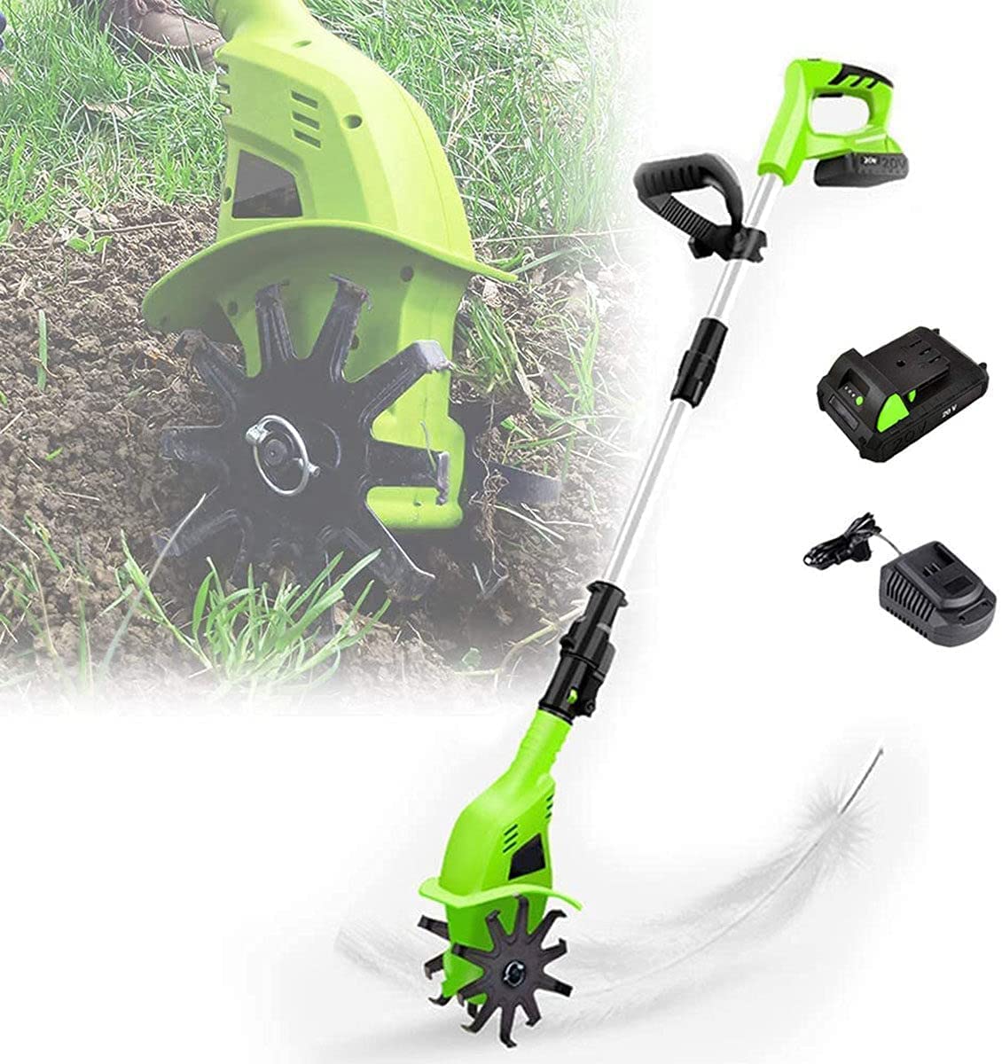Coltivatore Elettrico/Rotavator, con Batteria da 4000 mAh, Coltivatore Elettrico A Mano Senza Fili, Macchina per La Coltivazione di Utensili da Giardinaggio per Orti, Prati, Giardini