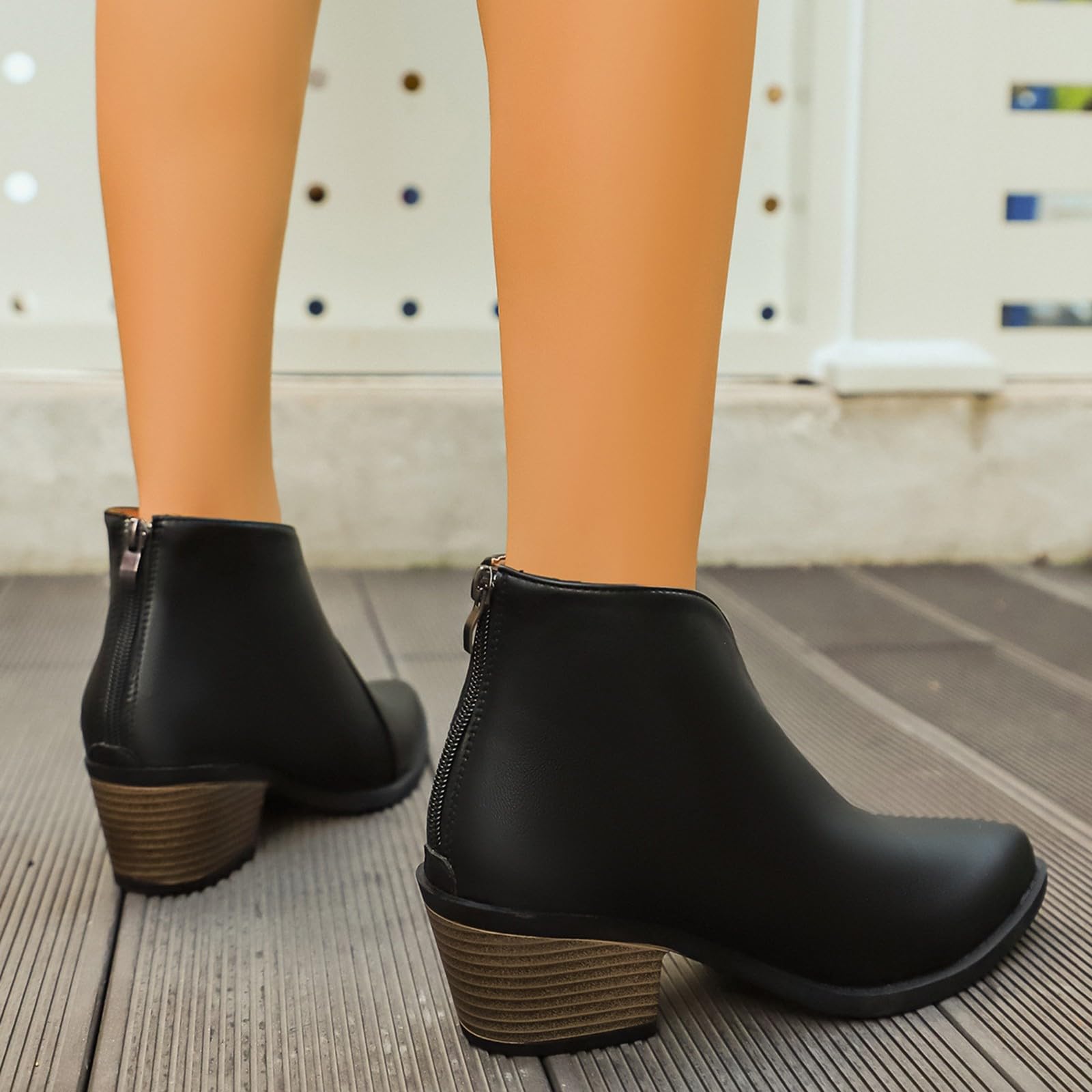 Stivaletti in pelle da donna con tacco a punta, Nero , 40 EU