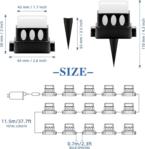 Miniatura 2 de Duewot Luces de suelo para exteriores, luces RGB multicolor para camino con blanco cálido, IP65 impermeable, luces de césped de jardín, luces de