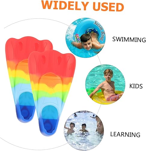 Miniatura 4 de SUPVOX Aletas de natación de silicona, cuchillas cortas, aletas en forma de abanico para niños, entrenamiento, esnórquel, buceo, uso ligero para