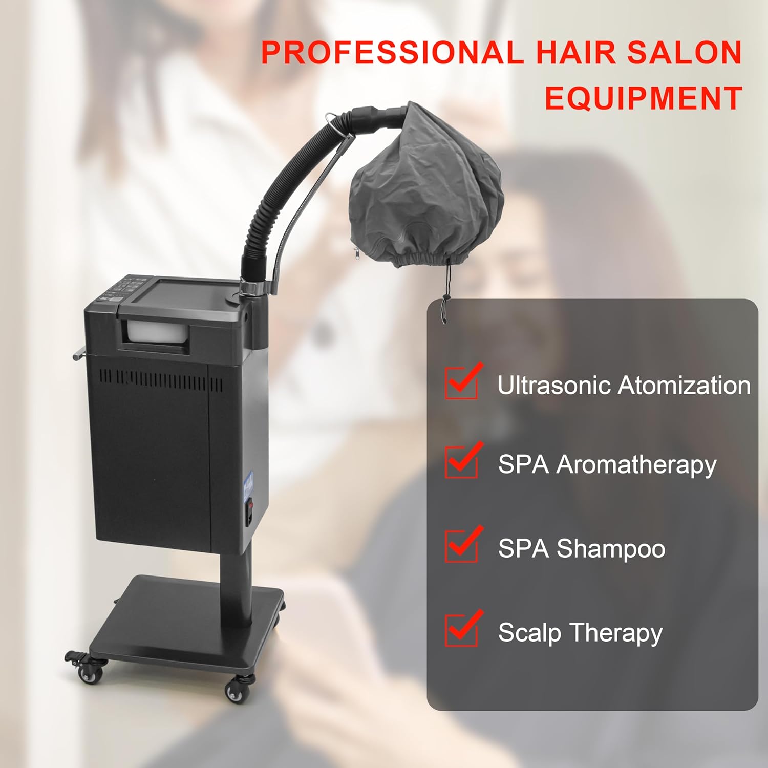 Hair Steamer Micro Mist Scalp Detoxify for Hair Wash Reclining Chair Bed Attachment Professional Hair Care for Salon SPA Barber Shop Fully Metal Material Elitzia ET1940 - Image 3