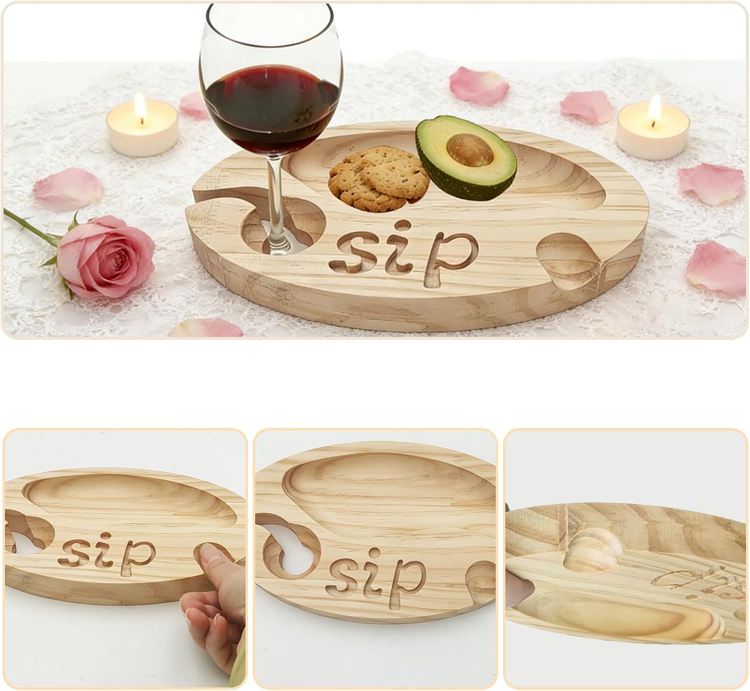 Wine Cup and Snake Wood Serving Trays for Food