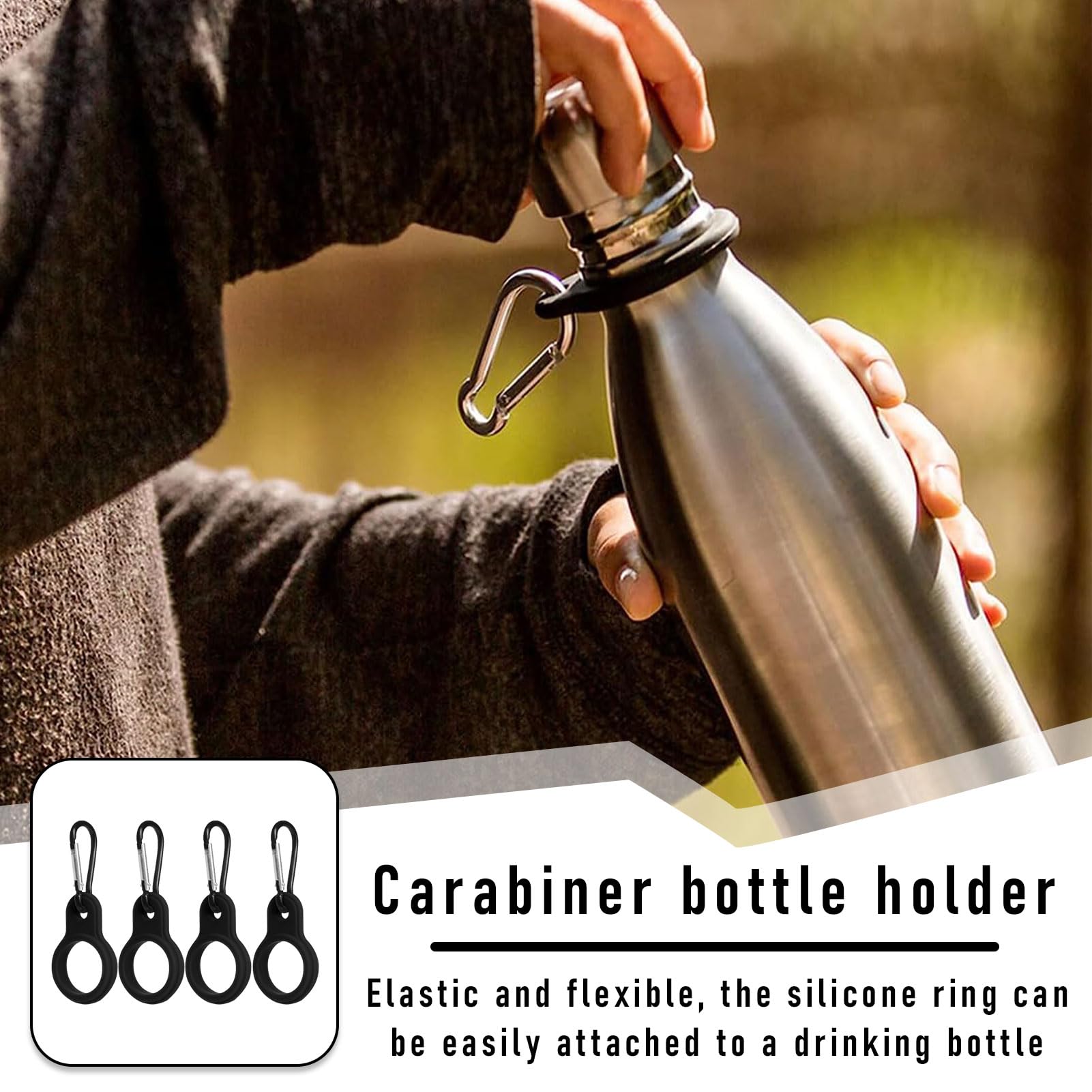 ZUWIJEQ Flaschenhalter Set - 4-teilig Mit Karabiner & Nylon Gurten Für Outdoor Aktivitäten