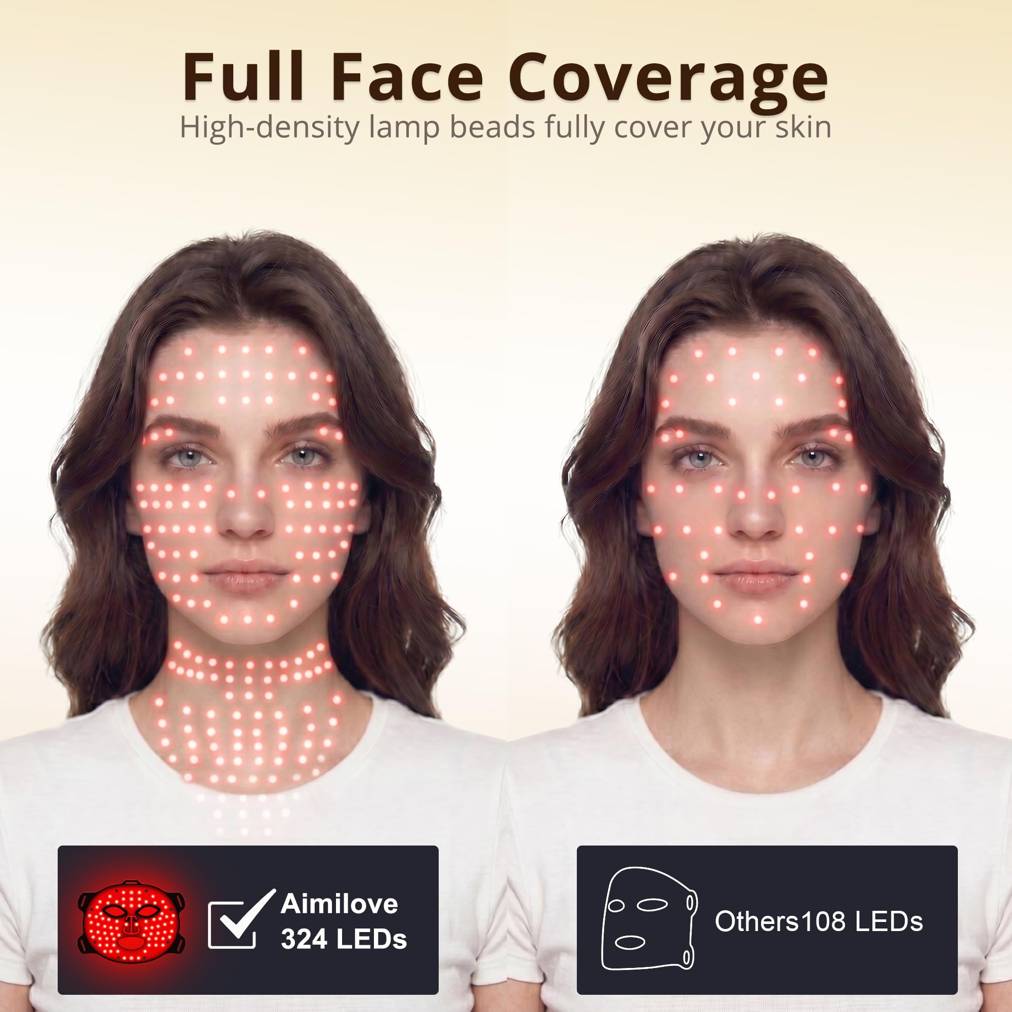 Red Light Therapy Mask for Face & Neck,4 Modes,850nm NIR
