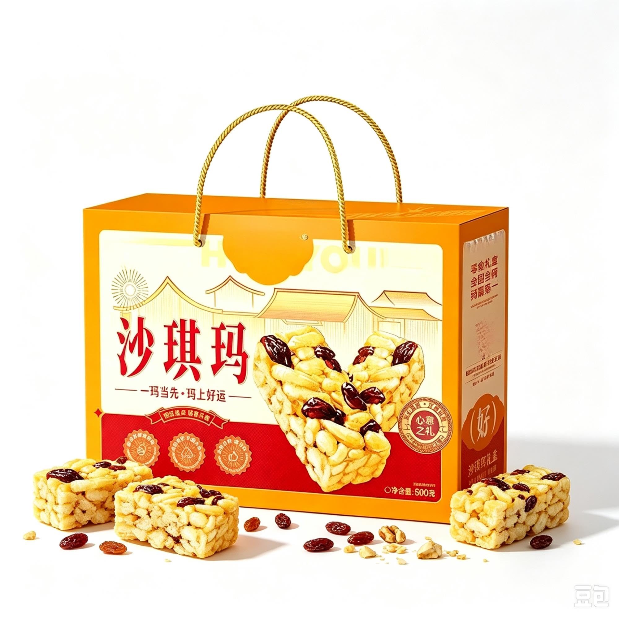 Quadratischer Snack aus weichem, gebackenem Gebäck, 500 g