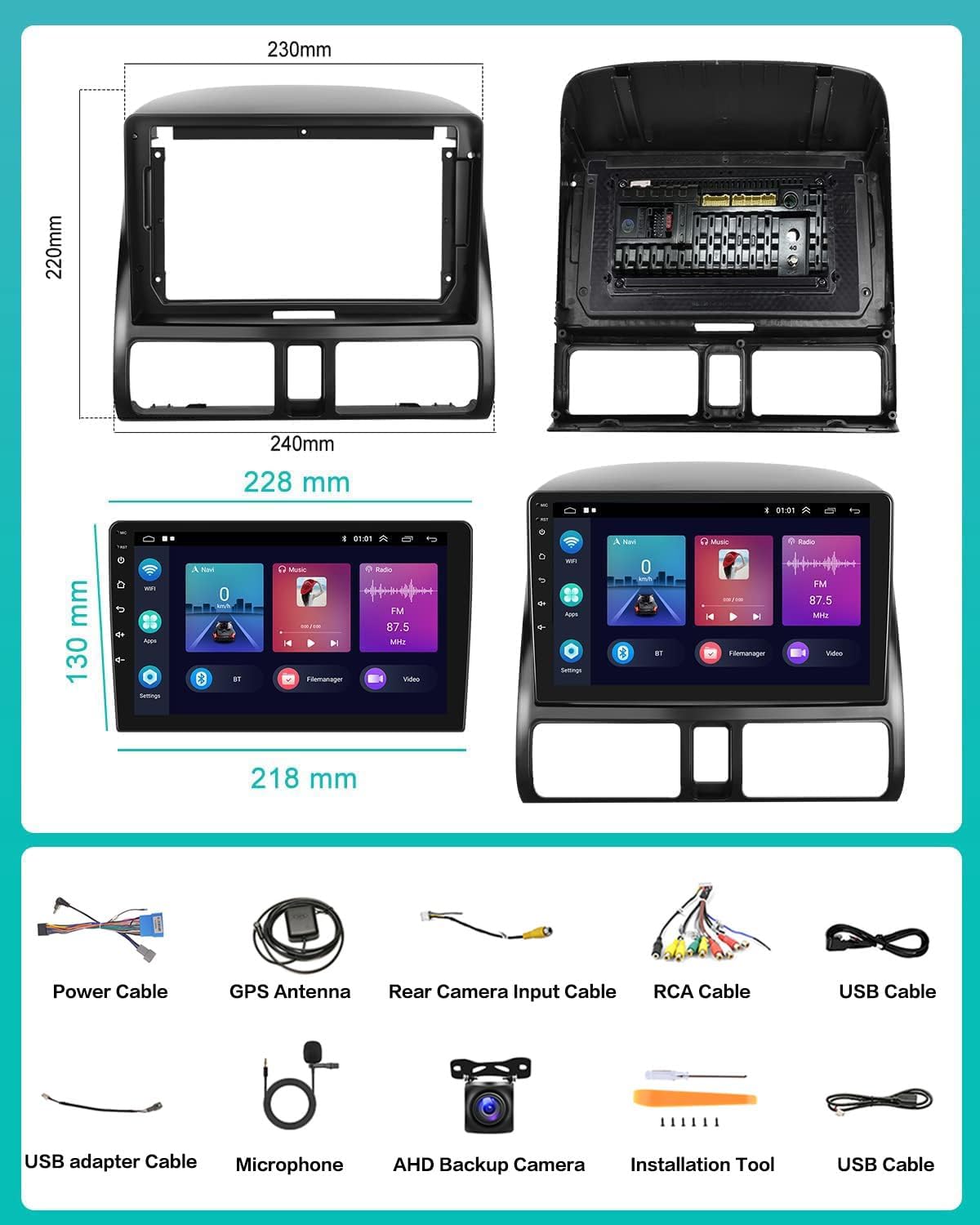 AHD Rear View Camera input display showing night and day vision.