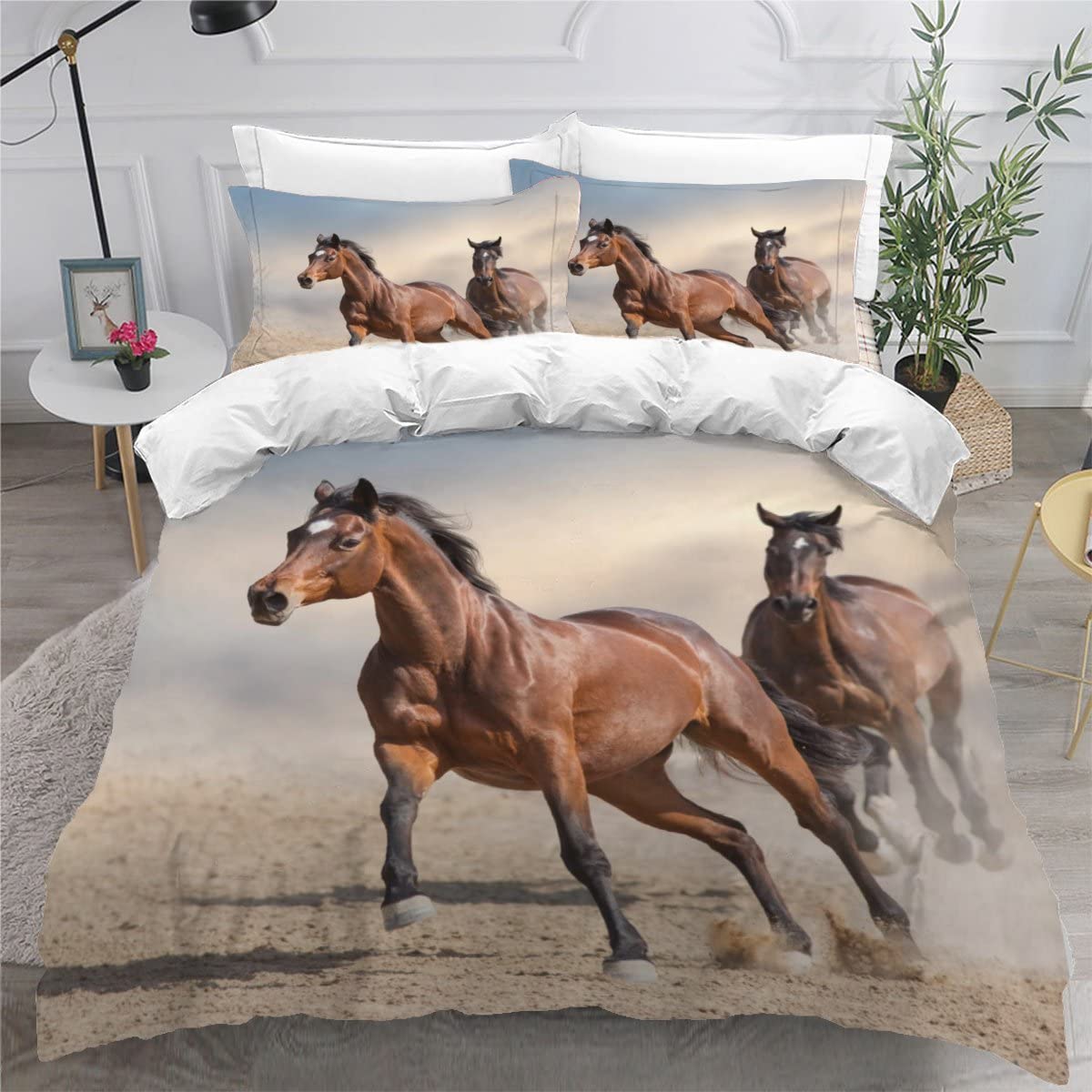 Housse de couette cheval en parure de lit 240x260 pour une déco nature