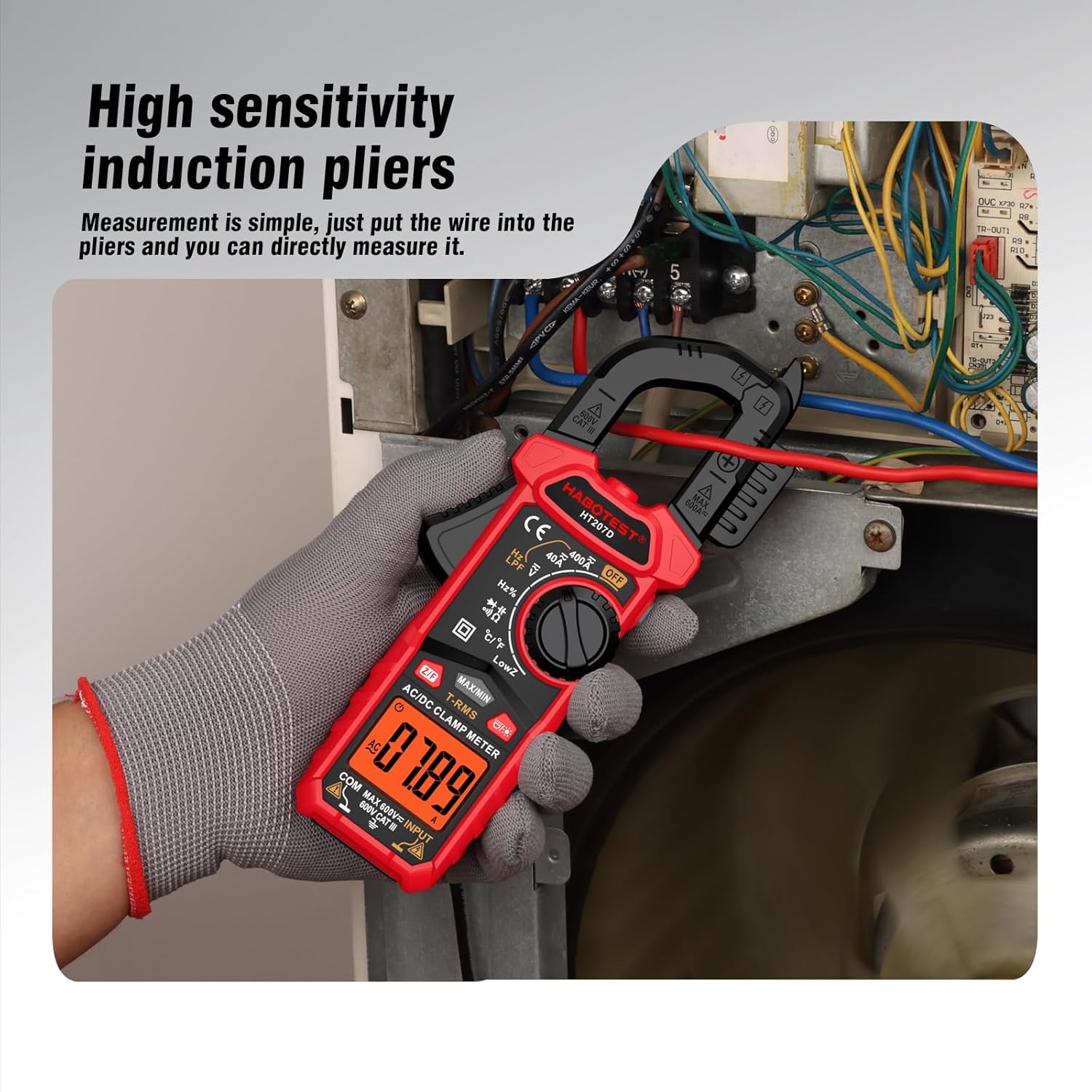 HABOTEST HT207B performing Non-Contact Voltage detection near electrical wires