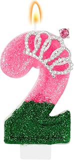 Wicked Birthday Candle Pink and Green Number 2 Candle 2nd Birthday Cake Topper Cupcake Decor Witch Themed Party Decorations Anniversary Celebrations Supplies Favors