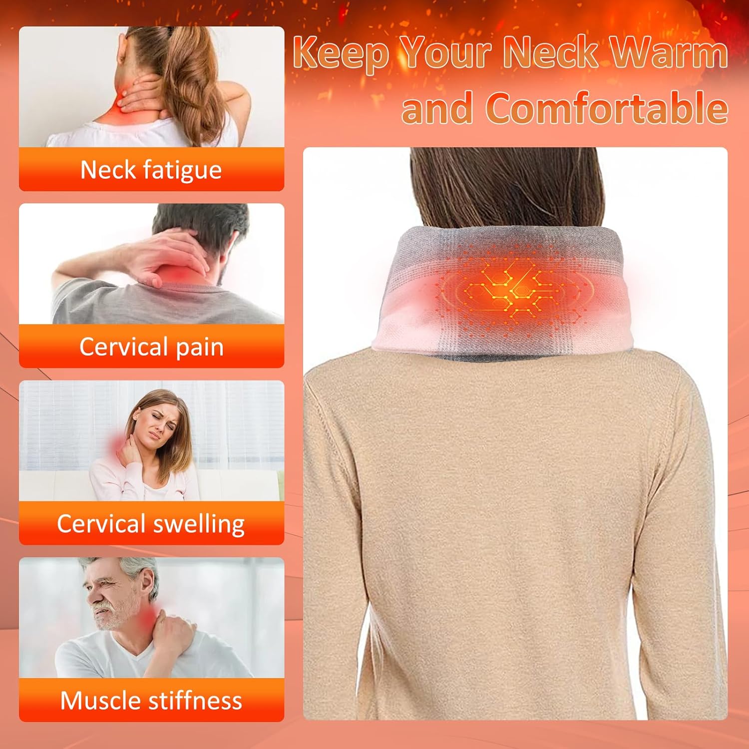 Heated Scarf for Women Men, Heating Scarf with 5000 mAh Rechargeable Battery, Neck Warmer 3 Temperature Settings - Image 4