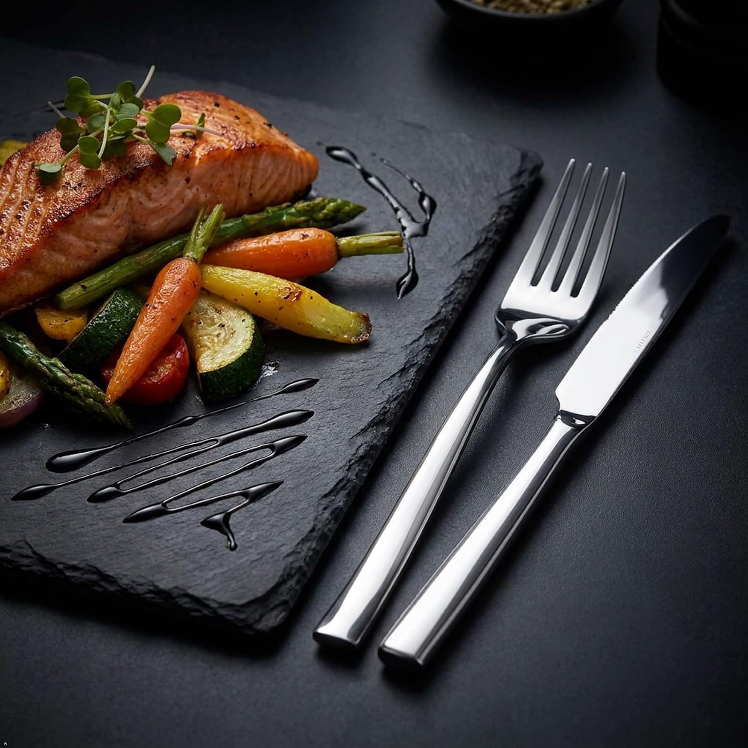 Idomy 60-Piece Stainless Steel Flatware Set, Cutlery Set Service for 12 image 4