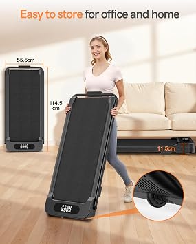 HomeFitnessCode Folding Treadmill, 2.5HP Walking Pad Motorized Electric Under Desk Treadmills for Home with LED Display & Remote, Adjustable Speed, 140KG Capacity, No Assembly
