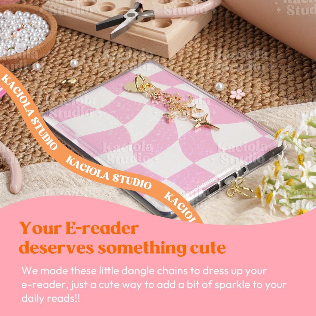 Kaciola Charms for E-reader, Cute Phone Charm Chains Bracelets Accessories for Readers Booklovers Women Men, Charms Compatible for E-Reader/Phone/Paper White (C01-C05) - Image 2