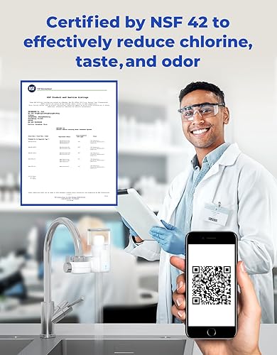 Miniatura 5 de Reinmoson Filtro de agua de grifo para fregadero indicador de vida útil y carcasa transparente, sistema de filtro de agua de grifo de 400 galones