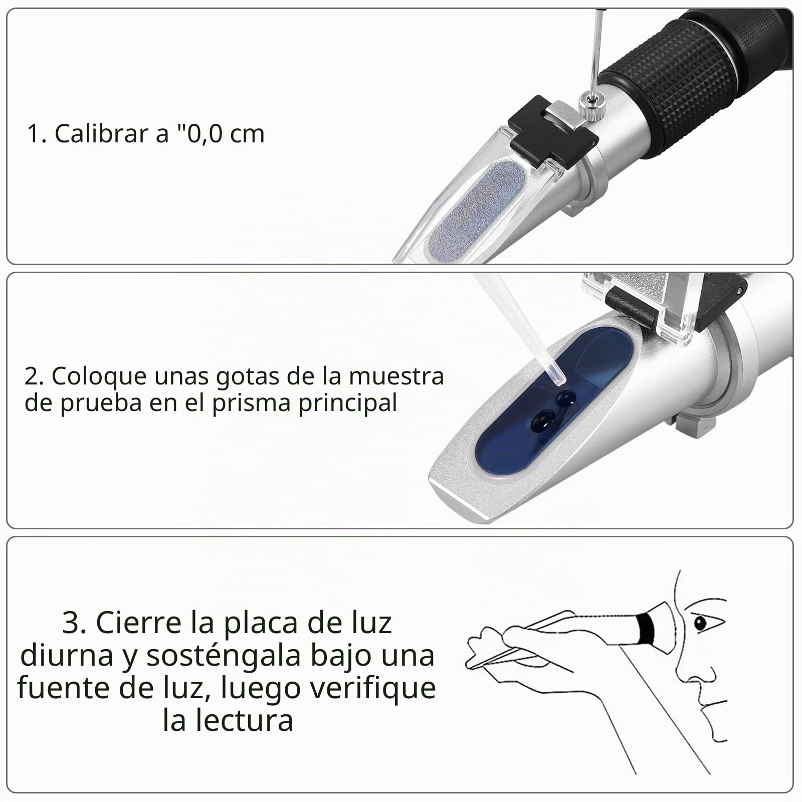 Proster Brix Refractómetro con ATC Brix 0-80 Refractómetro Portátil de Mano con 3 Pipetas para Medición del Contenido de Azúcar para Salsa Mermelada Frutas Bebidas