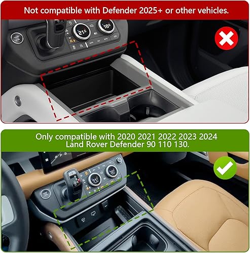 Miniatura 2 de Cargador de coche inalámbrico dual compatible con Land Rover Defender 90 110 130 2020 2021 2022 2023 2024 15W bandeja de carga rápida con puertos