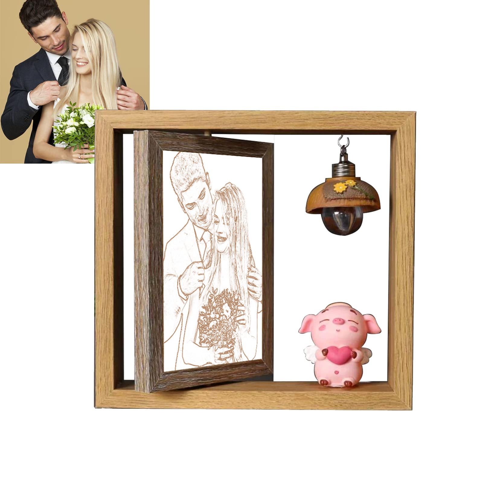 Cadre photo original en bois, le cadeau personnalisé photo rempli d'amour
