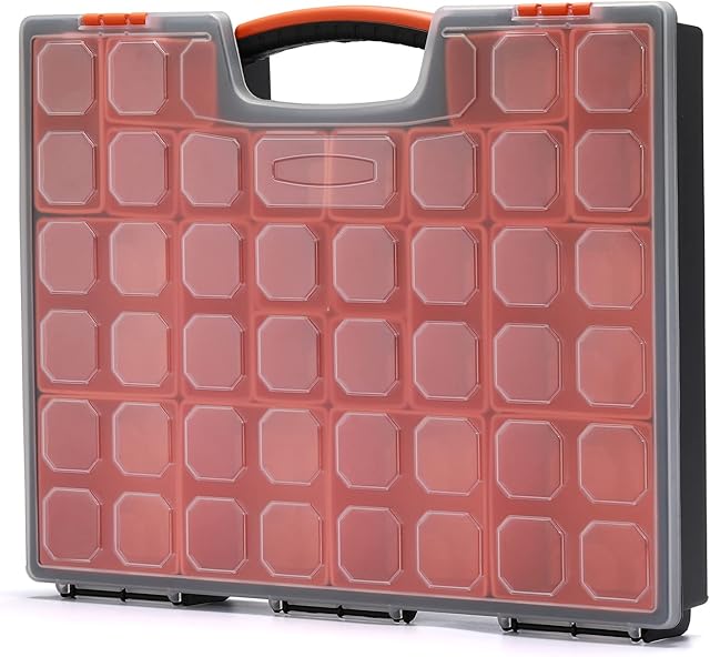 CASOMAN Multi-Purpose Portable Plastic Organizer with 24 different Size Removable Bins, Organizers and Storage Case for Hardware, Screws, Bolts, Nuts, Nails, Tools, Arts