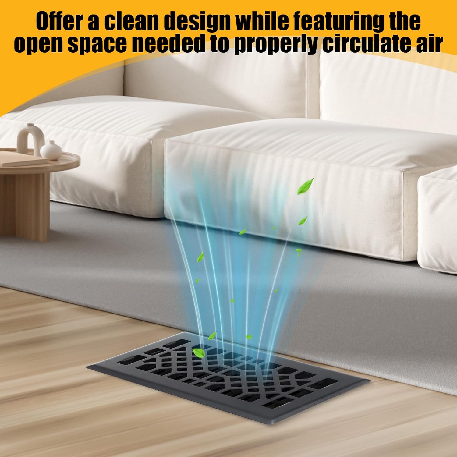 10 Pack 4x10 Inches Heavy Duty Walkable Floor Register, Adjustable Airflow, Tool-Free Installation, Decorative Floor Vent Covers for Home and Shopping Mall, Black