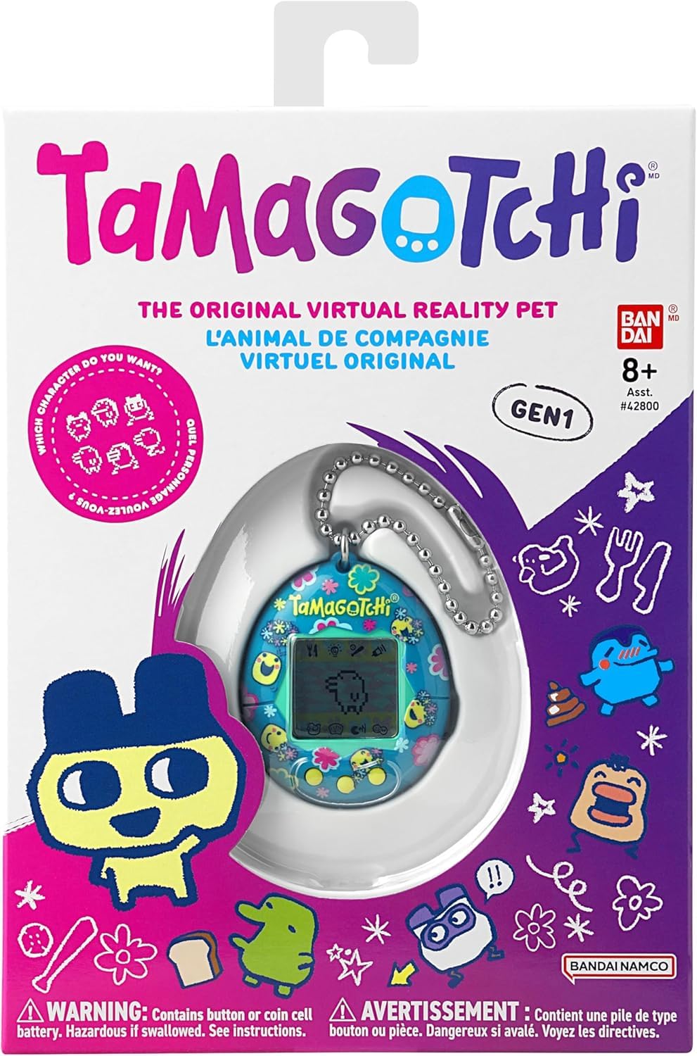 BANDAI, Tamagotchi Mascota Virtual Pink Treasure Jewel, Multicolor 42992, Juguete electrónico para Mayores de 8 años