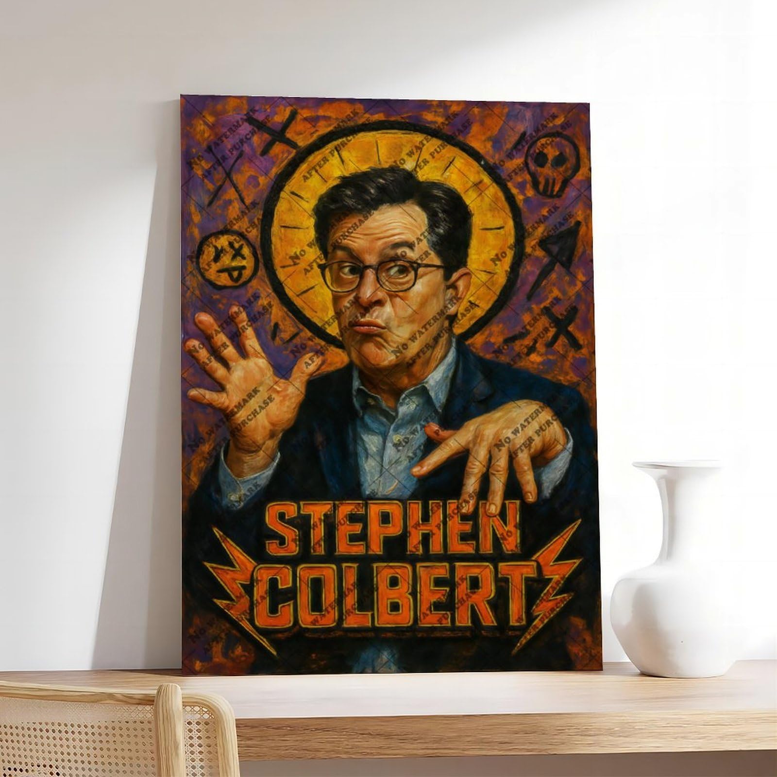 ZYGNBHL Poster della commedia dell'attore Stephen_Colbert, decorazione per sala d'intrattenimento, idea regalo, 30 x 45 cm