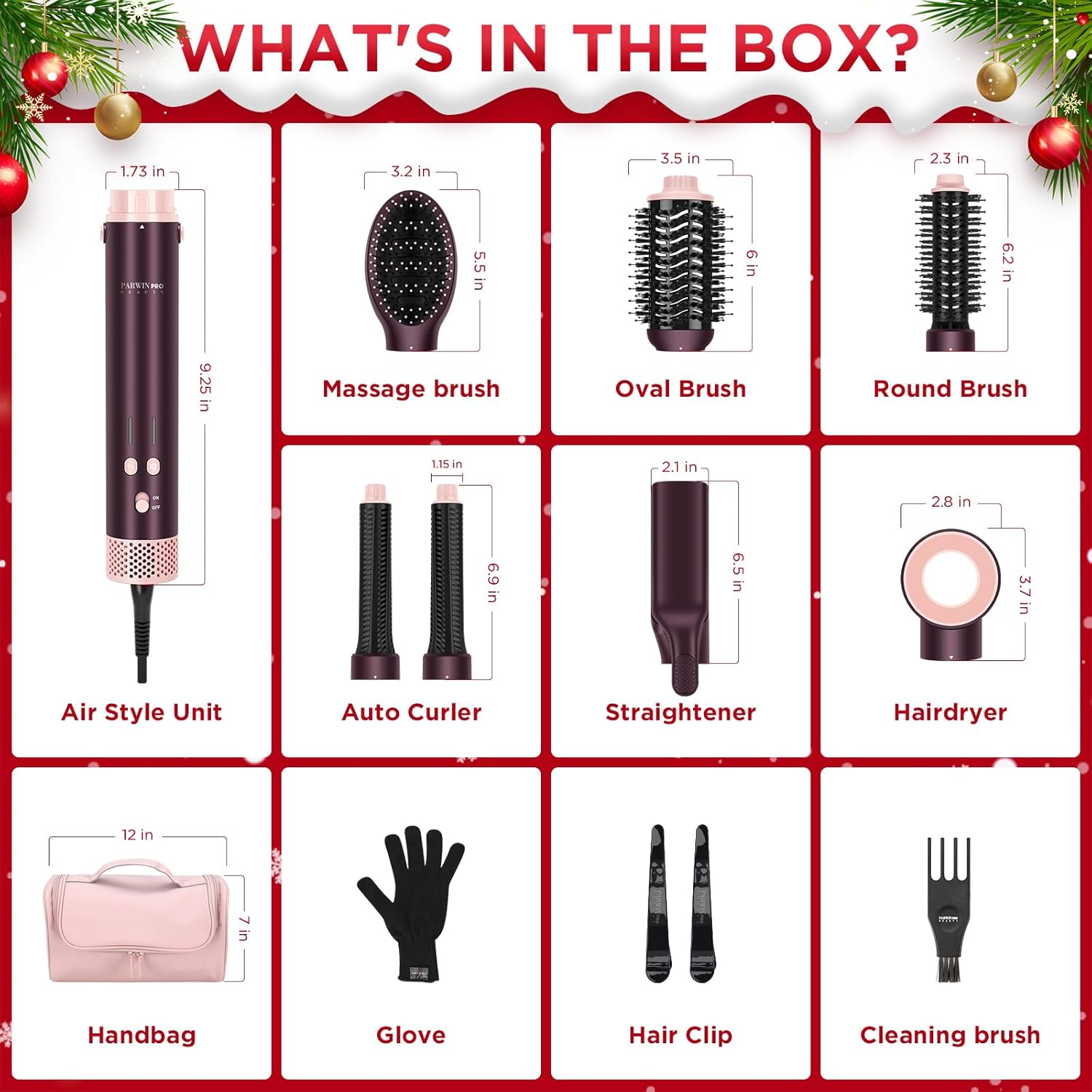 MaxAIR 2.0 7-in-1 Hot Air Styler,Travel Dual Voltage Multi-Styler Set, High Speed Hair Dryer Brush with Air Hair Straightener, 1.1 Inch Auto-Wrap Curlers, 110,000RPM,Jasper Plum - Image 8