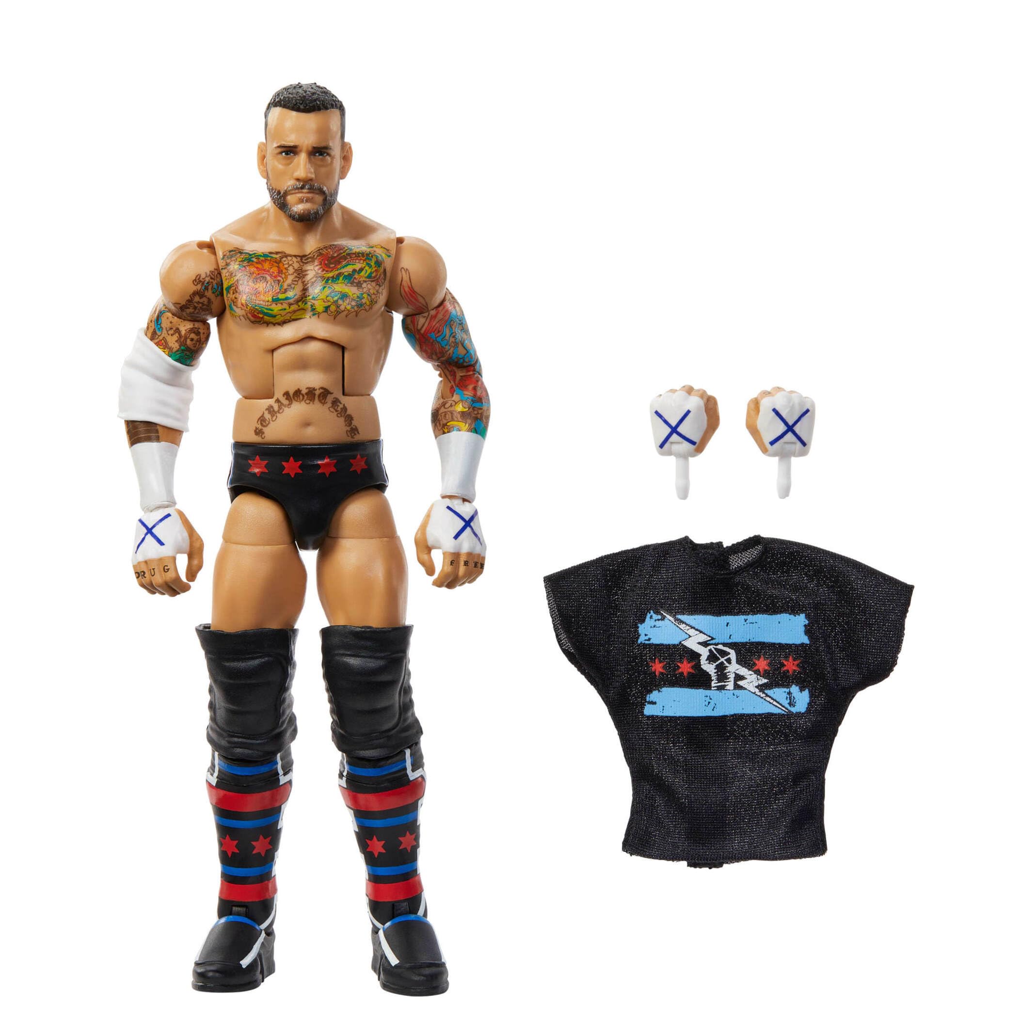 Mattel WWE Elite Series115 CM Punk Figura de acción y accesorios, figura de acción coleccionable de 15,24cm con 25puntos de articulación y manos intercambiables, JCH99