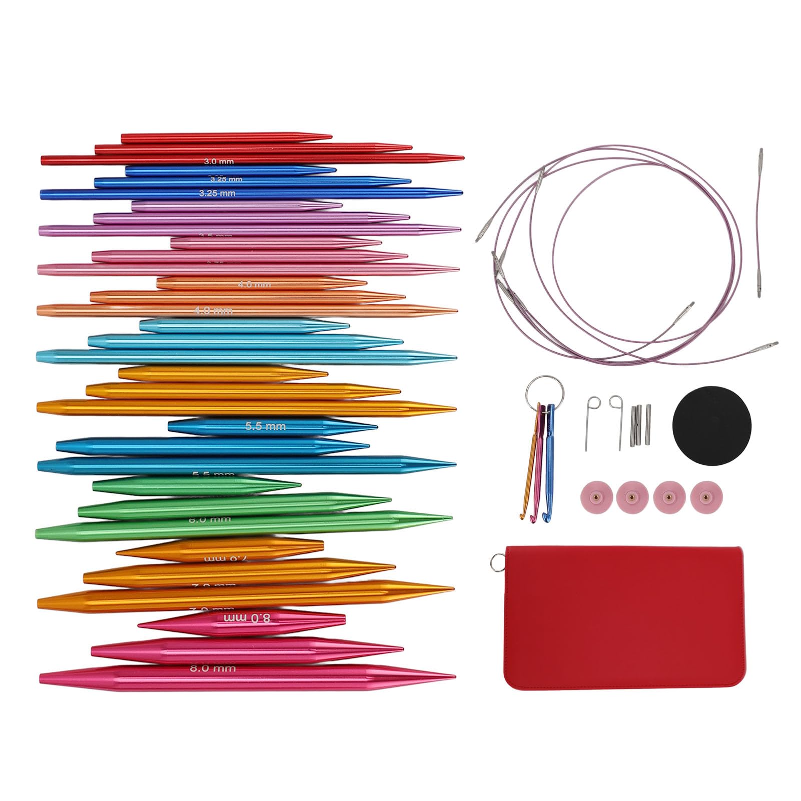 Changor Kreisförmige Stricknadel -Set, Austauschbare Stricknadelnsets, Kreisförmige Nadel -Set, Abnehmbare Kreisförmige Nadeln mit Aluminium, Runde Kreisstricknadeln