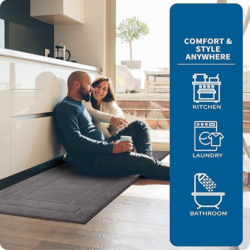 Miniatura 6 de PURRUGS Juego de 2 tapetes de cocina lavables a máquina, antideslizantes, antideslizantes, tapetes de pie suaves para cocina, lavandería y