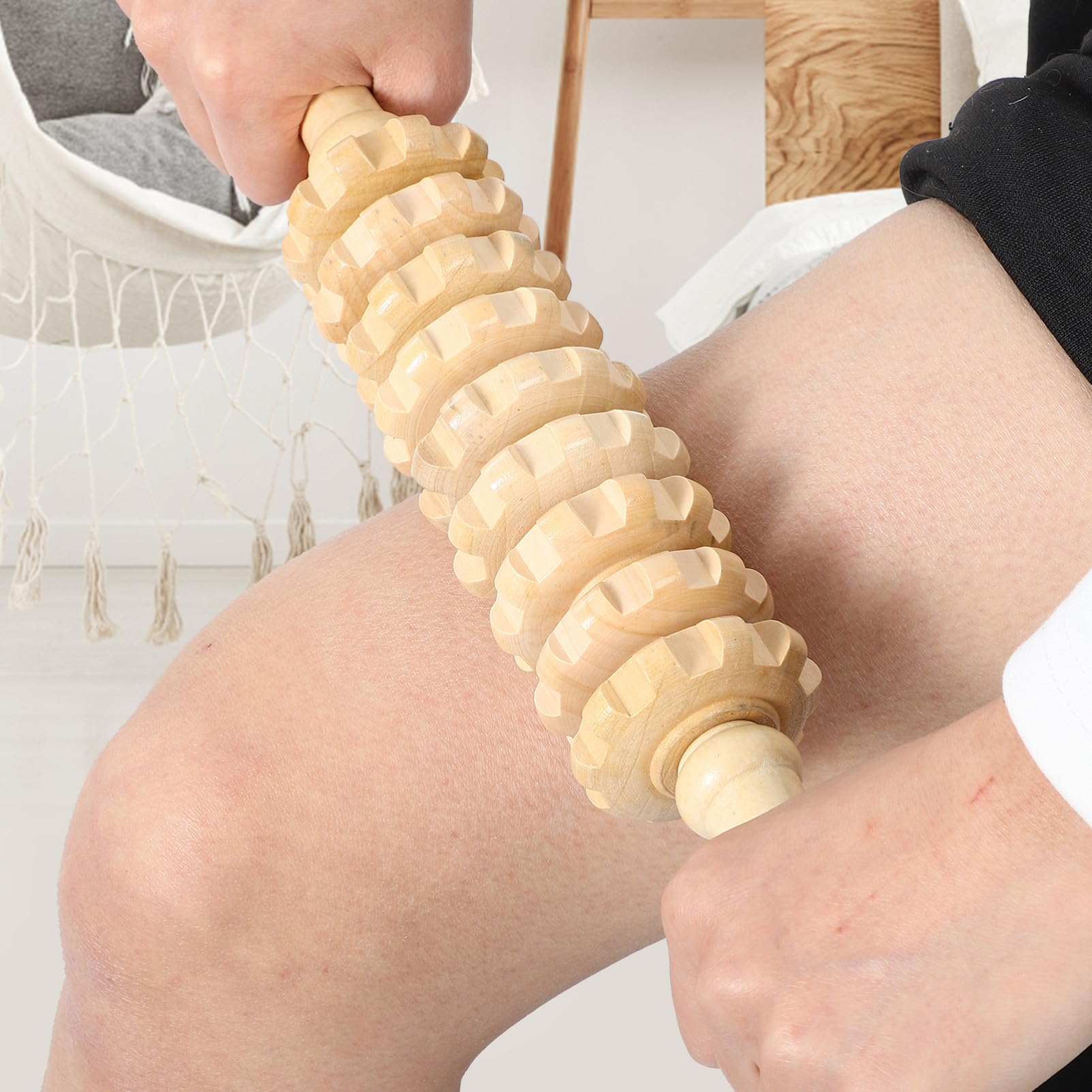 Abaodam 6 Stück Holz Massage Rückenmassagegerät Massage Rollstab Muskelmassagestab für Nacken Schulter und Körper Entspannung und Muskelentspannung