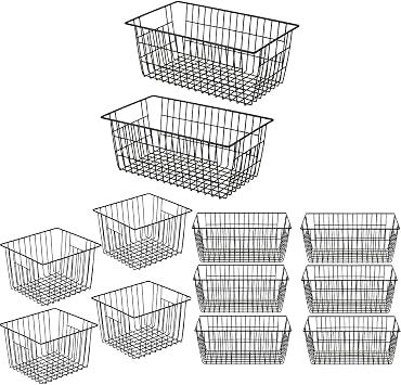 SANNO Wire Storage Baskets Freezer Baskets Farmhouse Organizer Storage Bins Freezer Baskets,Wire Basket Farmhouse Storage Organizer, Metal Household Storage Organizer Bin Metal Wire Storage Baskets,