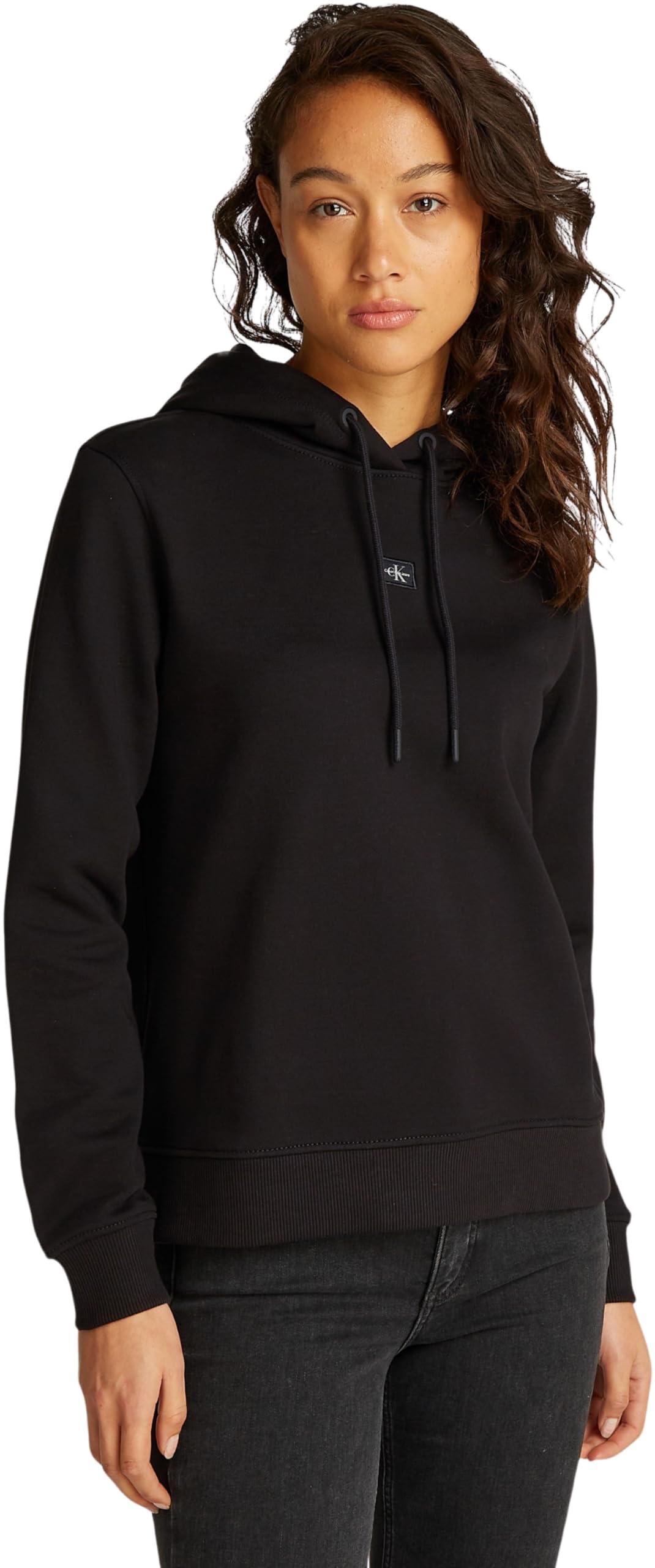Calvin Klein Women's Regular Woven Hoodie, Black (Ck Black), XXS