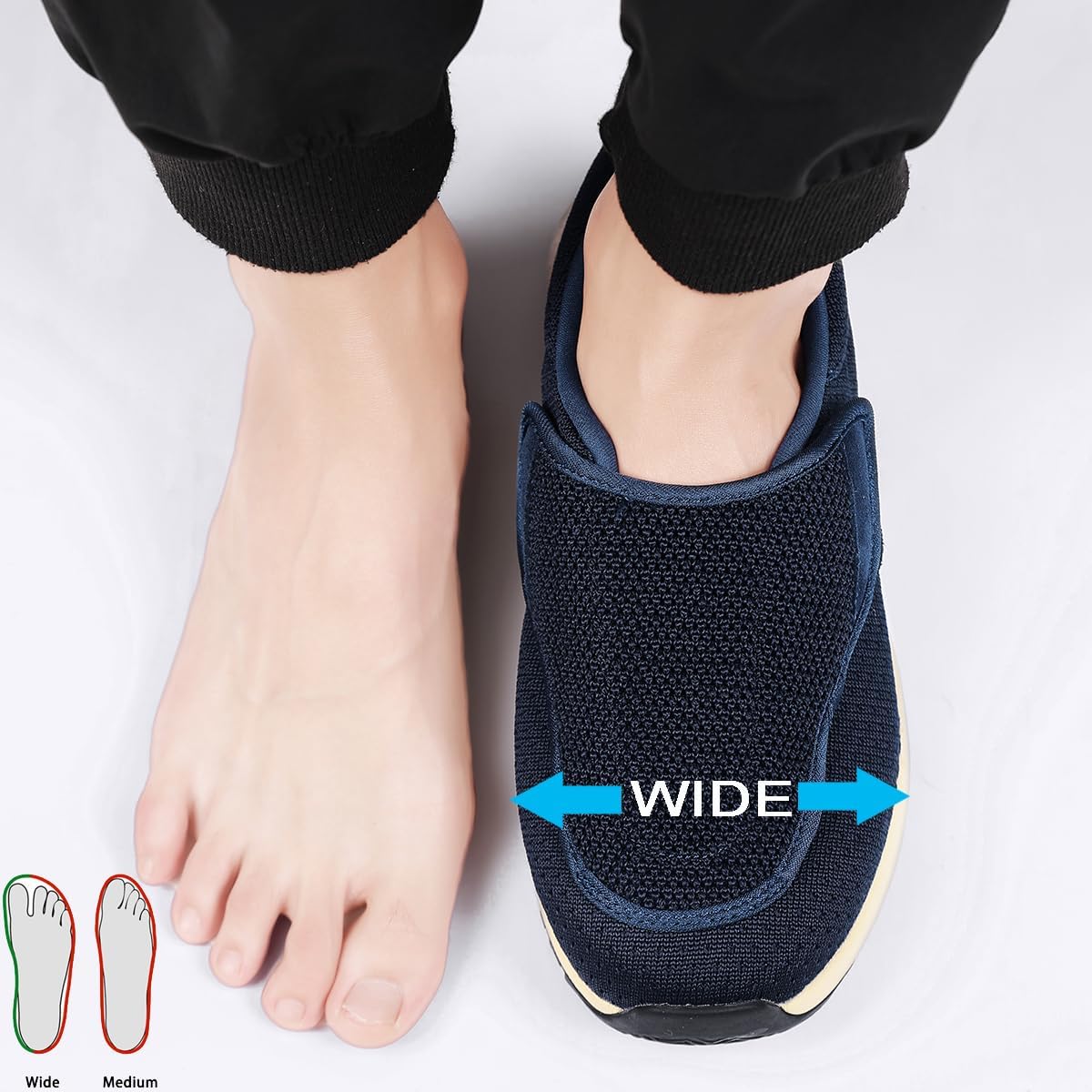 Diabetic Shoes for Men and Women, Adjustable Slip-On Wide Walking Shoes for Swollen Feet, Orthopedic Foot Pain Relief, Neuropathy - EasyTop Wings - Image 4