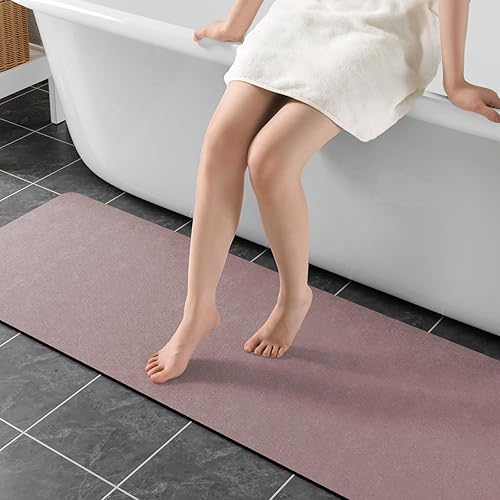 Miniatura 25 de Juego de 2 tapetes de baño de secado rápido, súper absorbentes, para baño, tierra de diatomeas, con respaldo de goma, antideslizante, para suelo
