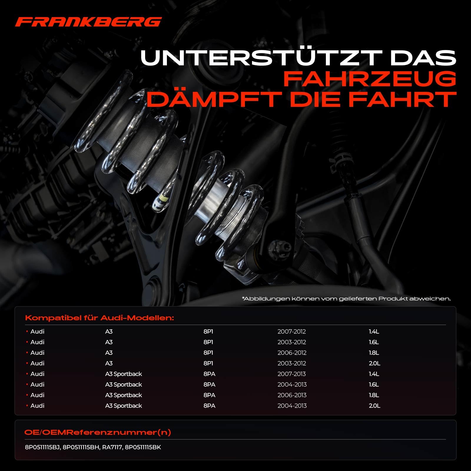 Frankberg 2x Fahrwerksfeder Hinterachse Replace# 8P0511115BH