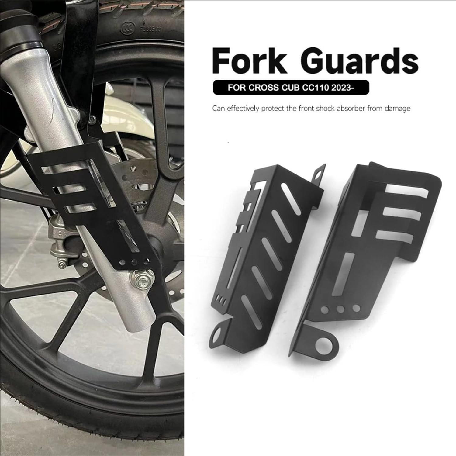 New for Honda Cross Cub CC 110 Motocross Front Fork Guards Protector Brake Caliper Cover Black for 2023 2024 Cross CUB CC110 Set Guard Protection Kit (Caliper Guards)