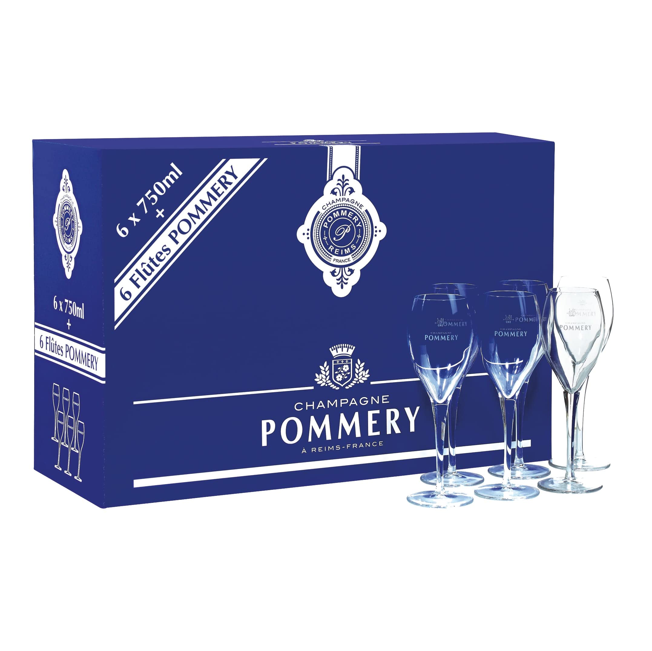 Pommery Champagner Royal Brut + 6 Gläser 12,5% 6-0,75l Flasche