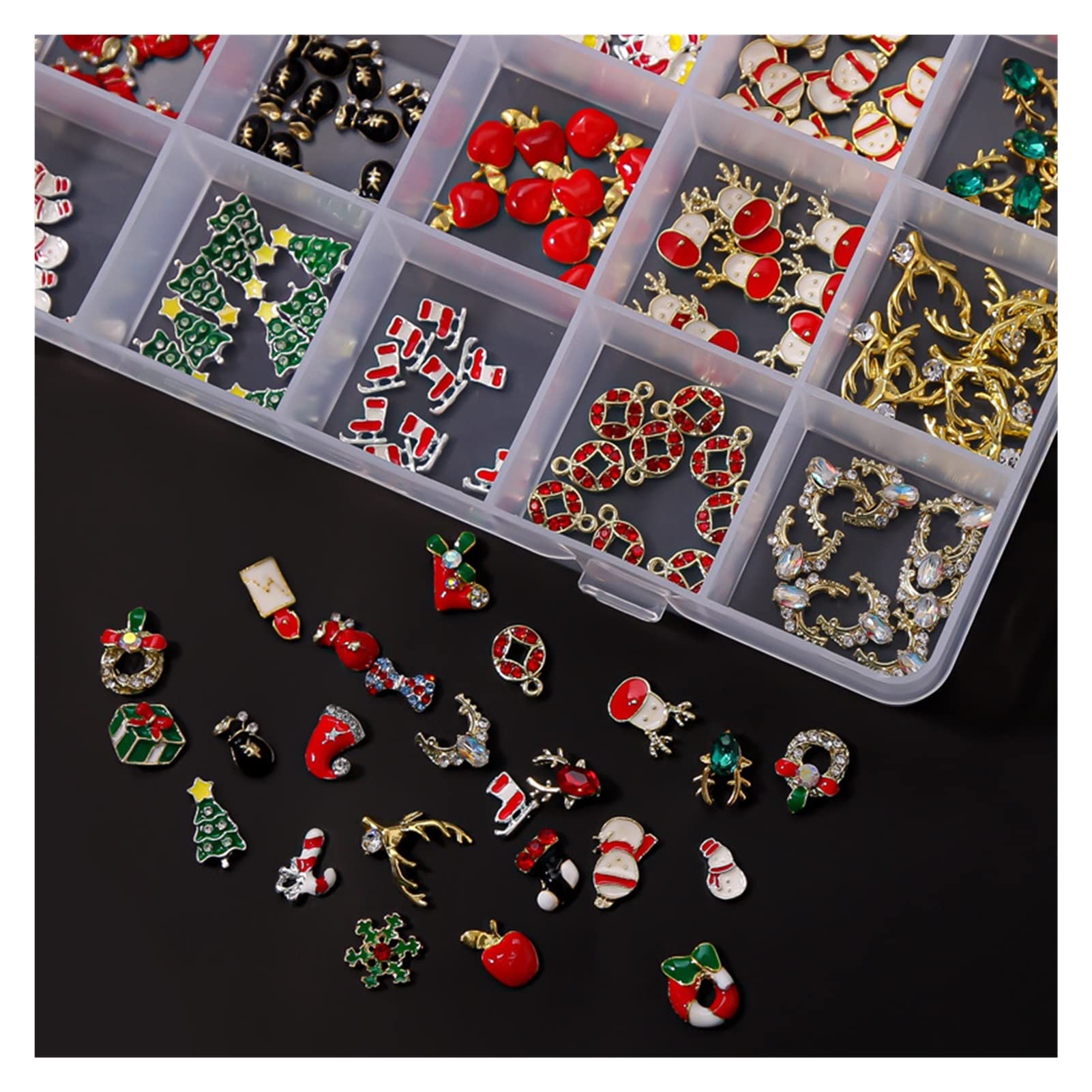 240pcs/pudełko świąteczne paznokcie stylizacja metalowa strzały 3D Pasek Rhinestone Paznokcie Naklejki na paznokcie majsterkowanie Dekoracje gwoździ(Material:240pcs)