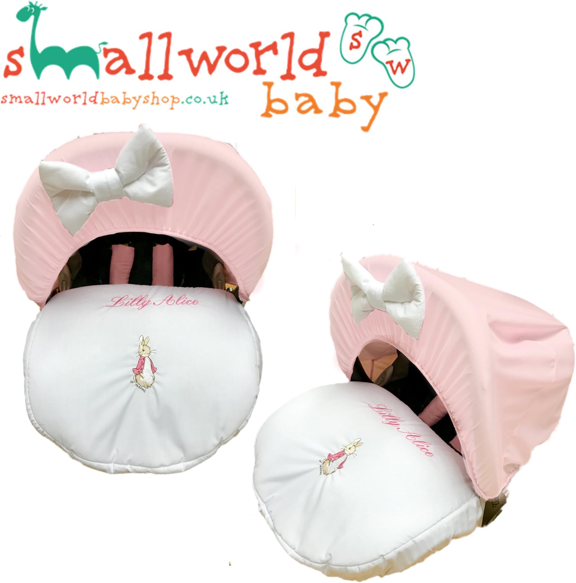 Small World Baby Pink Peter Rabbit Baby Car Seat Cover