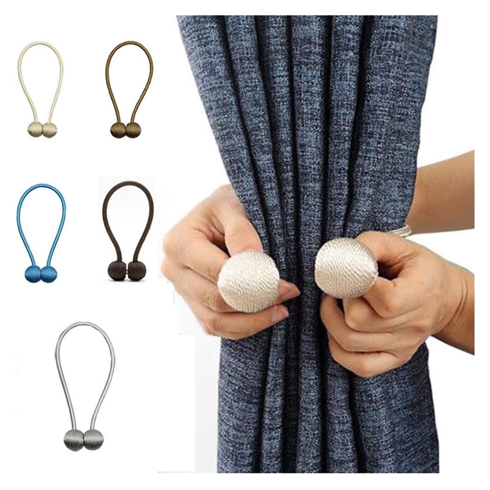 Embrasses magnétiques pour rideaux, 4 pièces en forme de boule pour rideaux, boucle magnétique, attaches pour rideaux, clips de support de boucle, accessoire pour fixation de rideaux (noir) (café fo