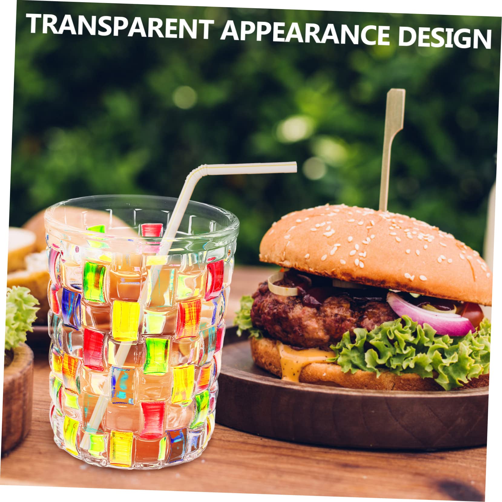 CIYODO Painted Glass Cup Juice Glasses Beverage Glass Latte Art Safe Easy Wash