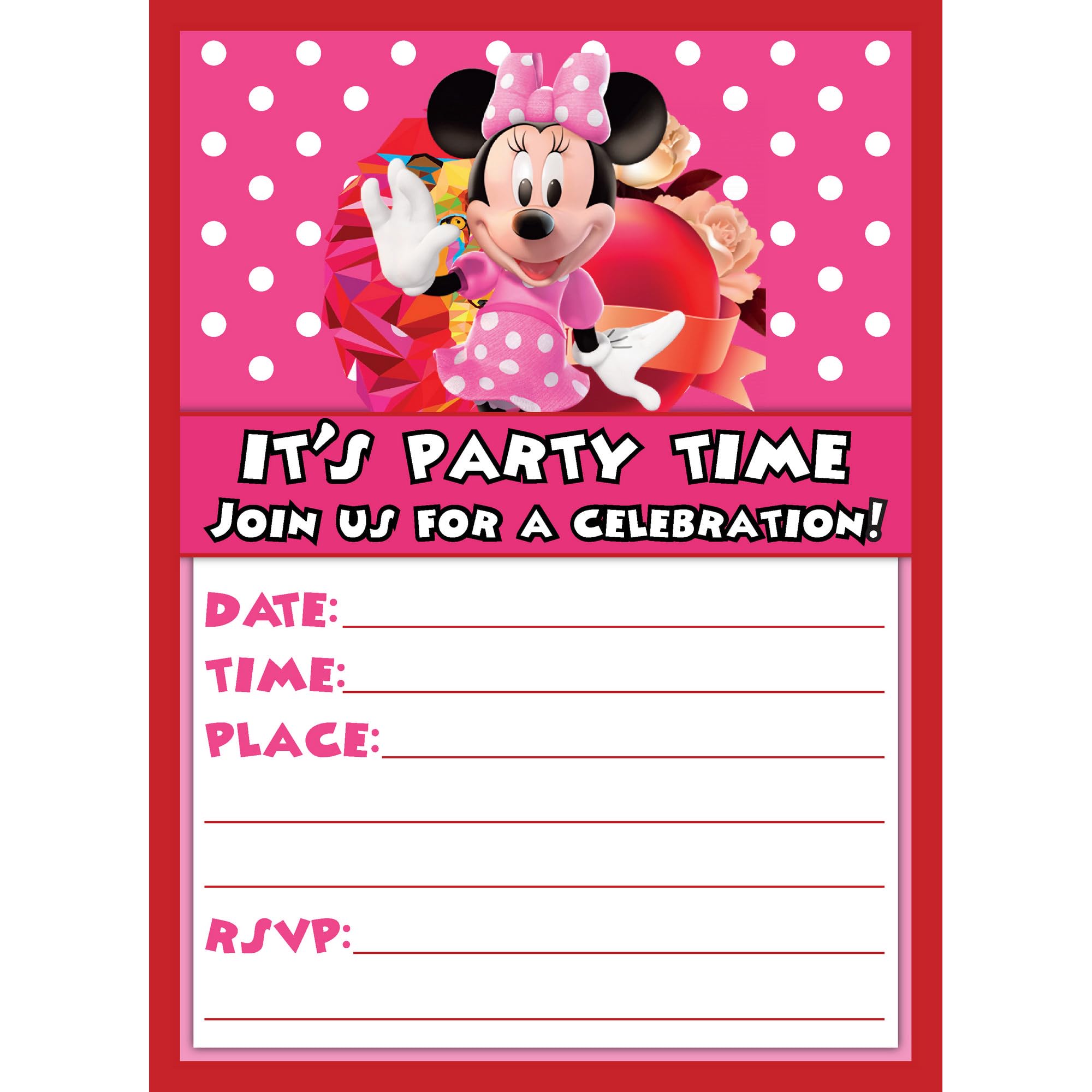 Set of 20 Mouse Kids Happy Birthday Invitation Cards & Envelopes – Lightweight (240g), Postcard Style Invites for Kids