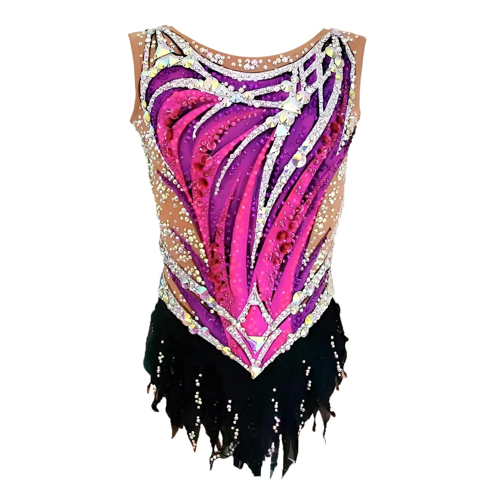 Maillot De Gimnasia Rítmica Sin Mangas for Niña Con Rombos, Uniforme De Competición De Alta Elasticidad for Mujer