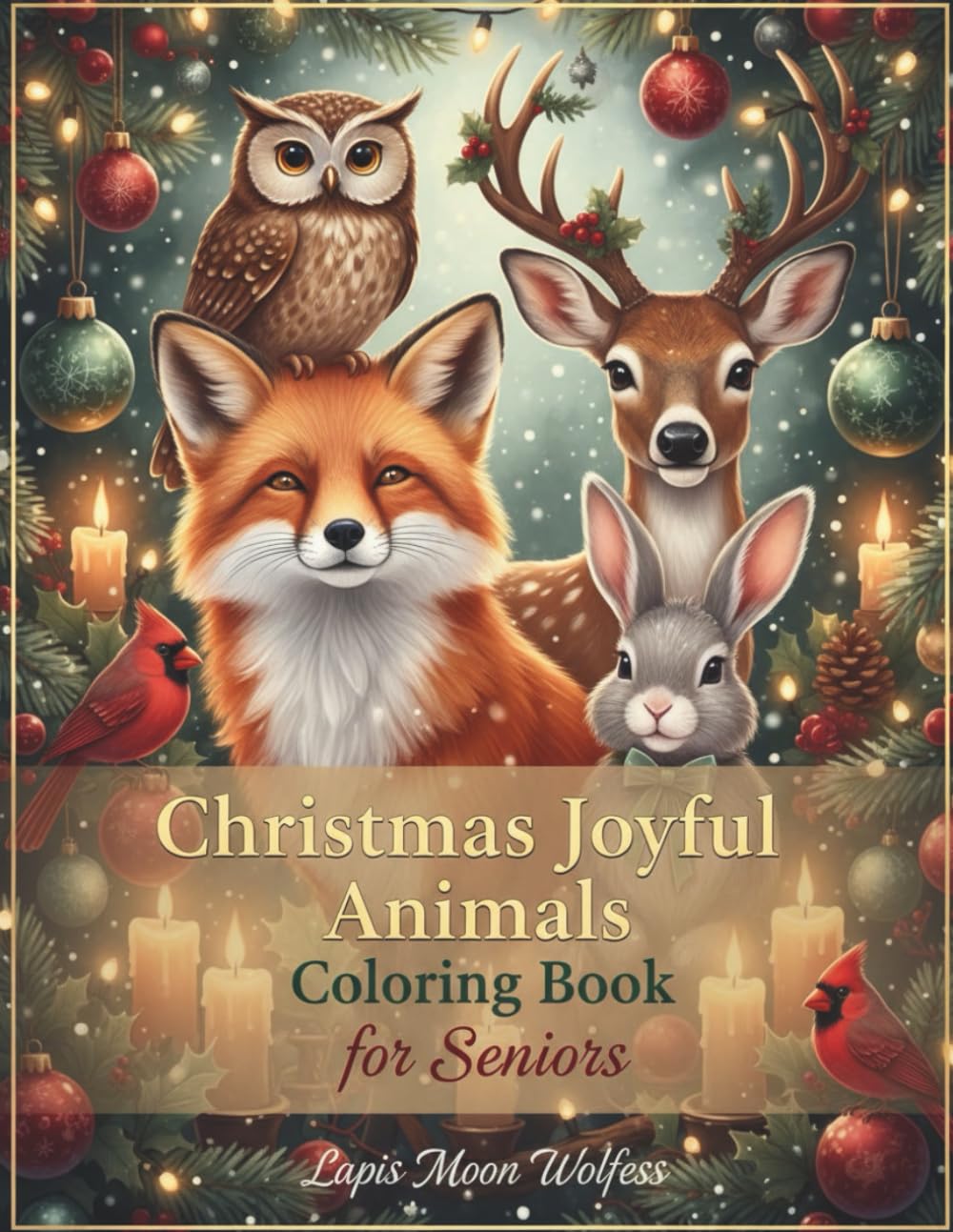 Christmas Joyful Animals Coloring Book for Seniors: Large-Print Easy Designs with Cute Holiday Animals for Relaxing Christmas Coloring