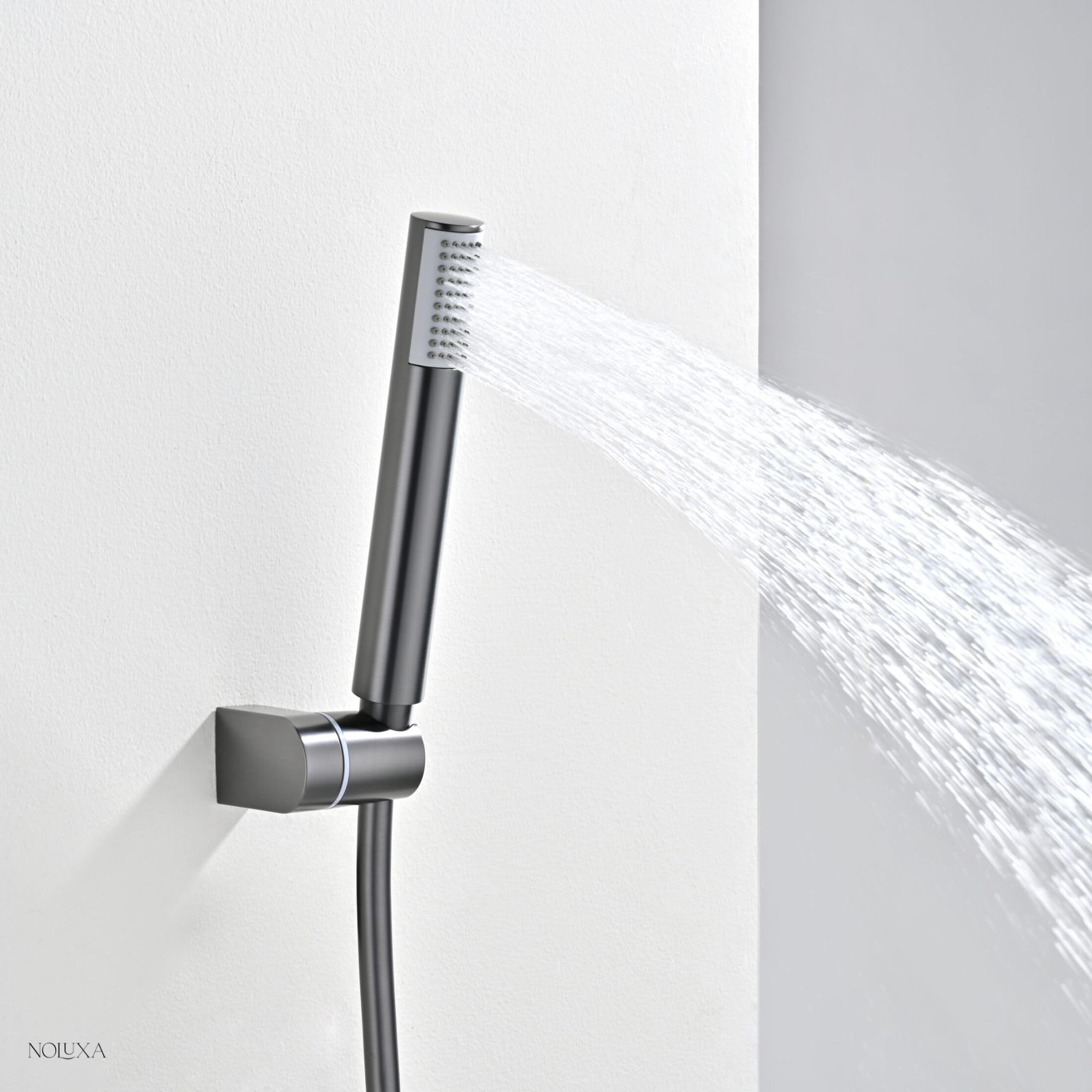 IMEX - Grifo de Ducha con Alcachofa y Manguera | Grifo Ducha Monomando Negro con Mezclador Agua Fría y Caliente | Grifería en Latón con Cartucho Monomando Cerámico | Serie Monza
