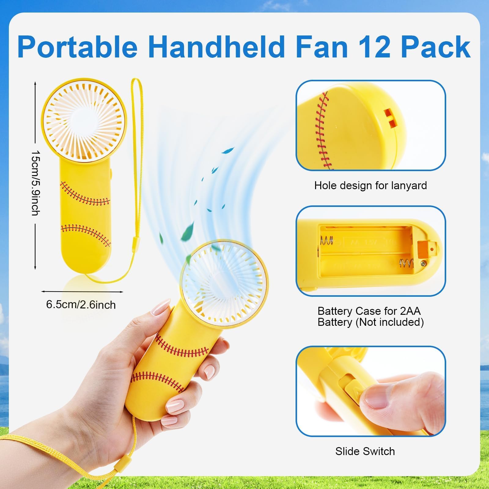 24-teiliges Softball-Team-Geschenk-Set, enthält 12 Softball-Kühltücher und 12 tragbare Ventilatoren, 101,6 x 30,5 cm, Workout-Sport-Handtücher, Mini-Handventilator für Sport-Partygeschenke