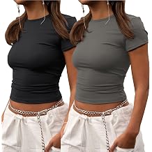 ZHENWEI Crop Workout Tops for Women Pack Summer Short Sleeve Gym Athletic Compression Shirts Cute Tight Basic Tops Tee