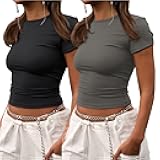 ZHENWEI Crop Workout Tops for Women Pack Summer Short Sleeve Gym Athletic Compression Shirts Cute Tight Basic Tops Tee